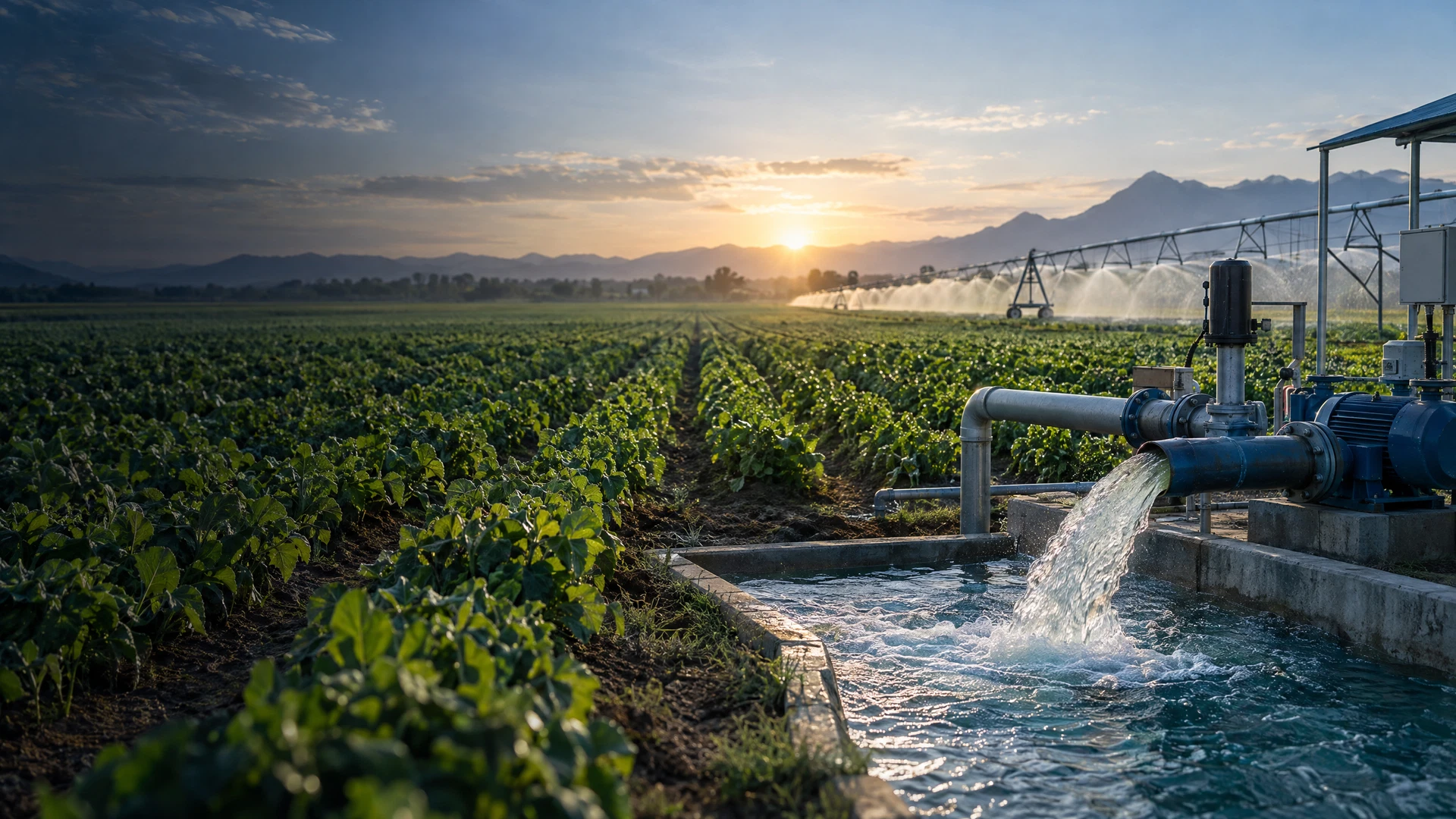 Sistema de riego agrícola en campo